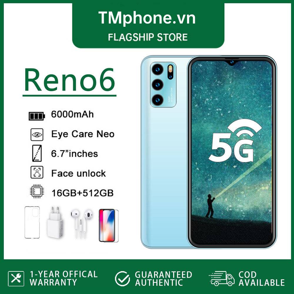 Điện thoại Reno6 pro mới nguyên bản (12G/512G) bán điện thoại chơi game thẻ kép Android 5G 2022 phone