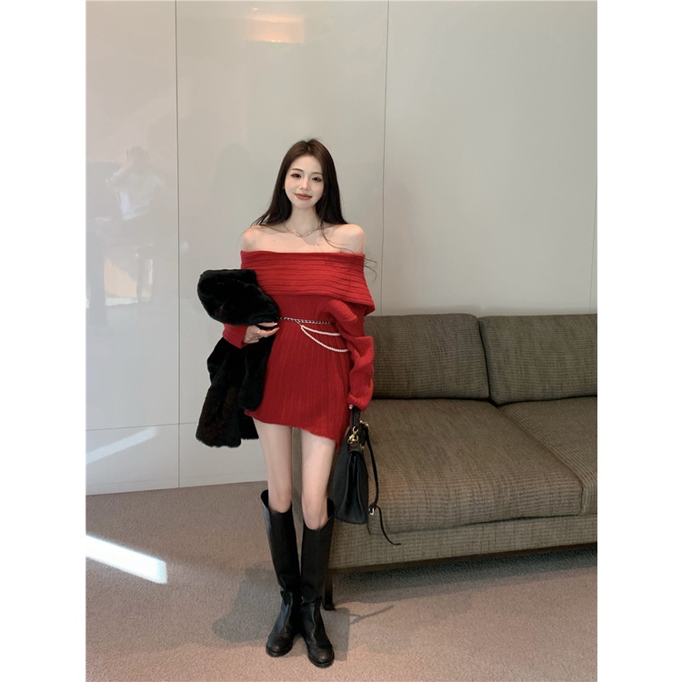 Áo Len Trễ Vai Tay Dài Dáng Rộng Thời Trang Mới