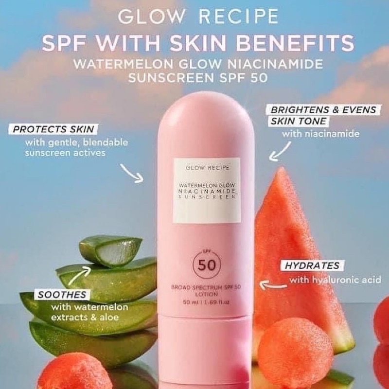 Kem chống nắng bảo vệ da Glow Recipe Watermelon Glow Niacinamide Sunscreen SPF50