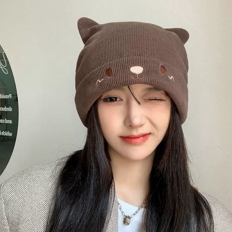 Mũ Len Tai Mèo Dễ Thương Cho Nữ