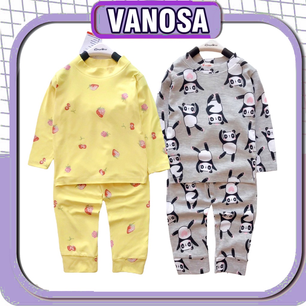 Bộ Dài Tay Giữ Nhiệt bé trai bé gái cổ 3 phân VANOSA Cao Cấp Chất Cotton dẻo Mềm Mịn Thoáng Mát Size 8-24kg