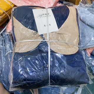 Bộ ngủ lụa satin trơn cổ sen