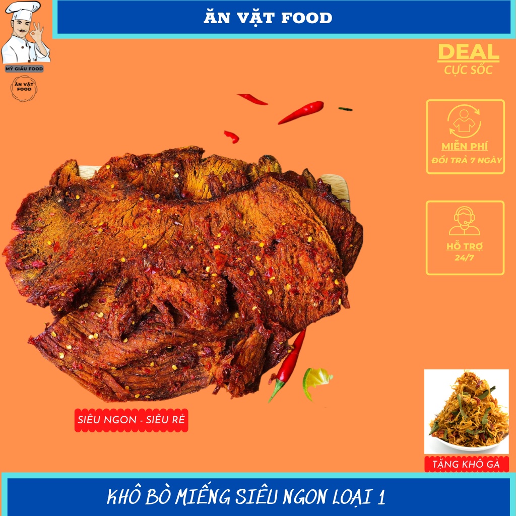 Khô Bò nguyên miếng bản to 500g-1kg thơm-ngon bổ-rẻ (Mỹ Giầu food)