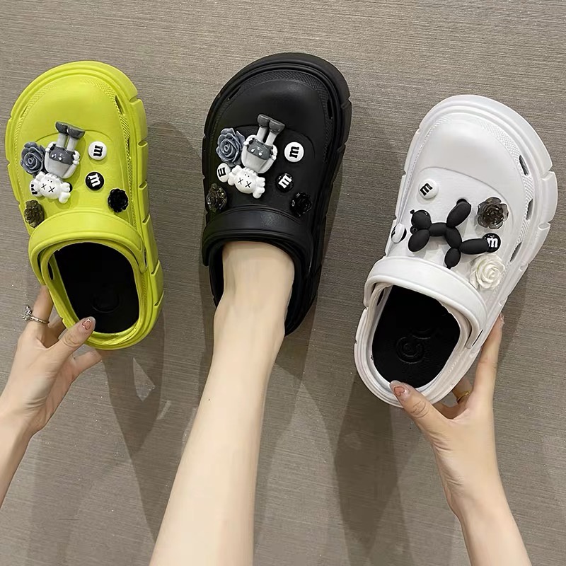 Dép Cross độn đế nữ 5cm siêu nhẹ kèm Sticker dễ thương