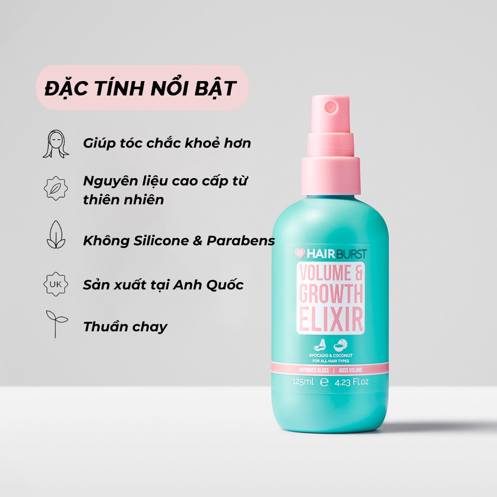 Combo Hairburst travel set gội xả 60ml/chai + xịt dưỡng tóc 125ml/chai