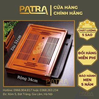 Khay gỗ sồi đựng bộ ấm chén cao cấp, dài 51cm x 34cm