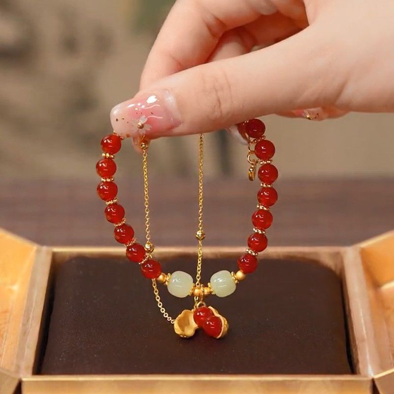 Vòng Tay Dây Xích Đôi Đính Hạt Ngọc Lam Nhân Tạo Phong Cách dongdaemun Phiên Bản Hàn Quốc Năm Mới Thanh Lịch Dành Cho Nữ