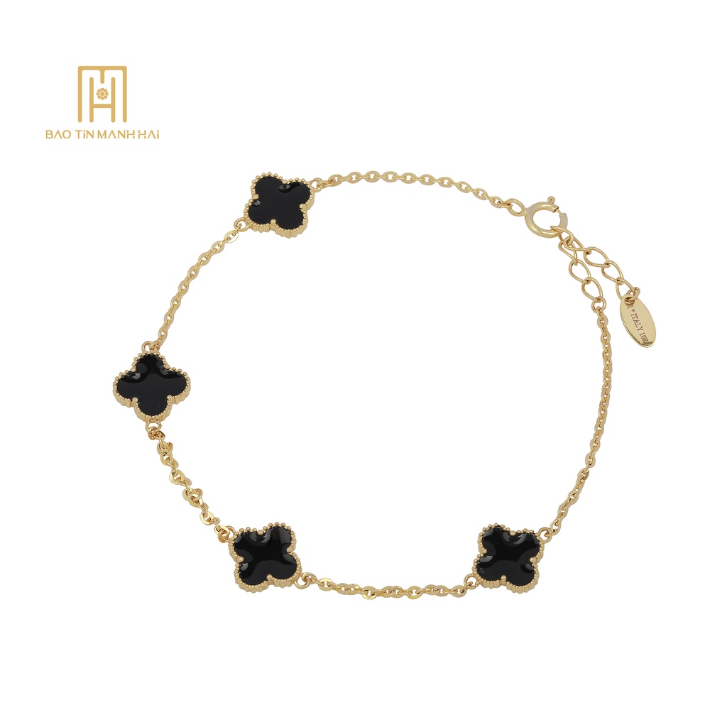 Lắc Tay Vàng Tây 10K Phong Cách Ý Hình Cỏ 4 Lá Màu Đen LPCY 10K54 Bảo Tín Mạnh Hải