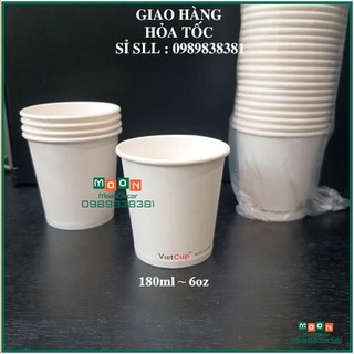 Cốc giấy VietCup 180ml 6oz gói 50 cái không nắp ly giấy dùng một lần spa nha khoa tiệc trà buffet