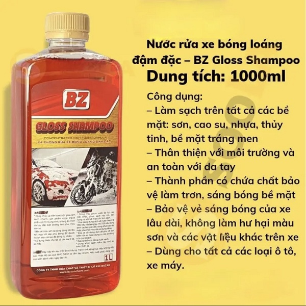 Xà Bông BZ Rửa Xe Gloss Shampoo Thế Hệ Mới Siêu Bọt