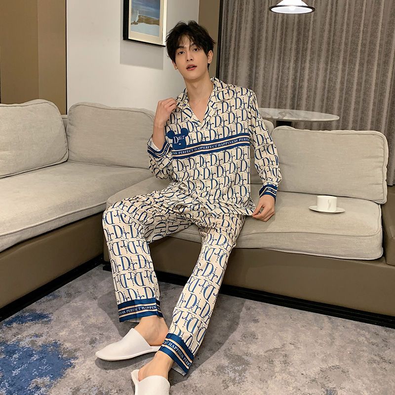 Bộ Đồ Ngủ Dài Tay Bằng Lụa Mát Thời Trang Mùa Đông Giản Dị Dành Cho Nam