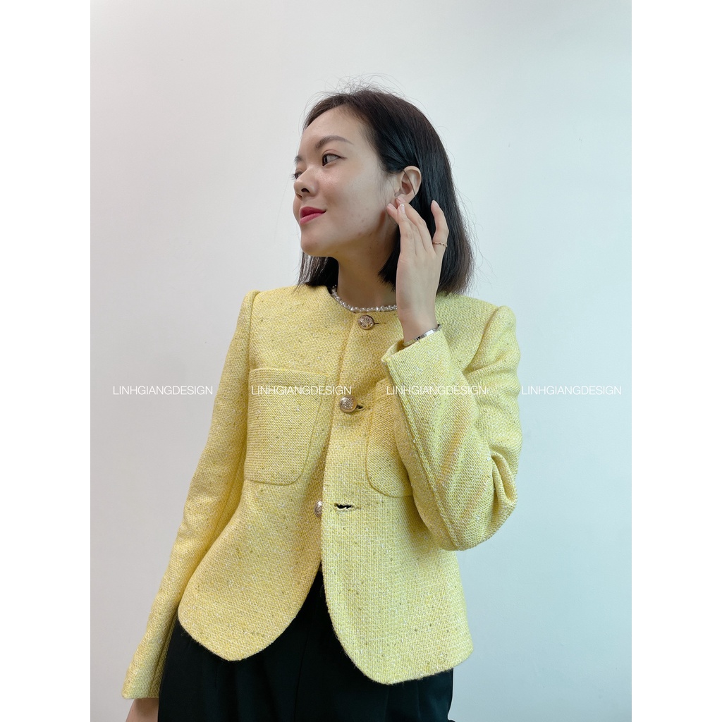 Áo dạ tweed thiết kế sành điệu thời trang nữ cao cấp