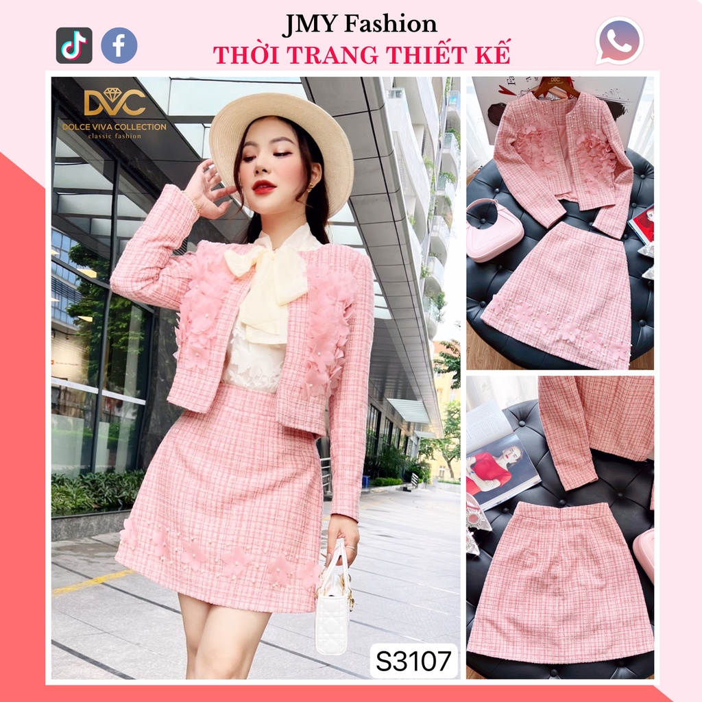 set dạ hồng dáng A tiểu thư - DVC&ACC