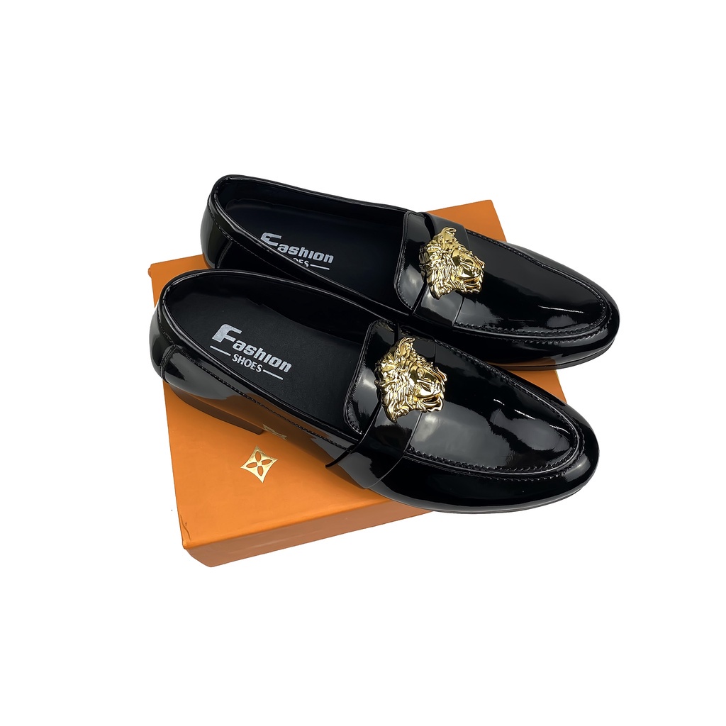 Giày nam lười da bóng , mặt Versacess ,đế khâu