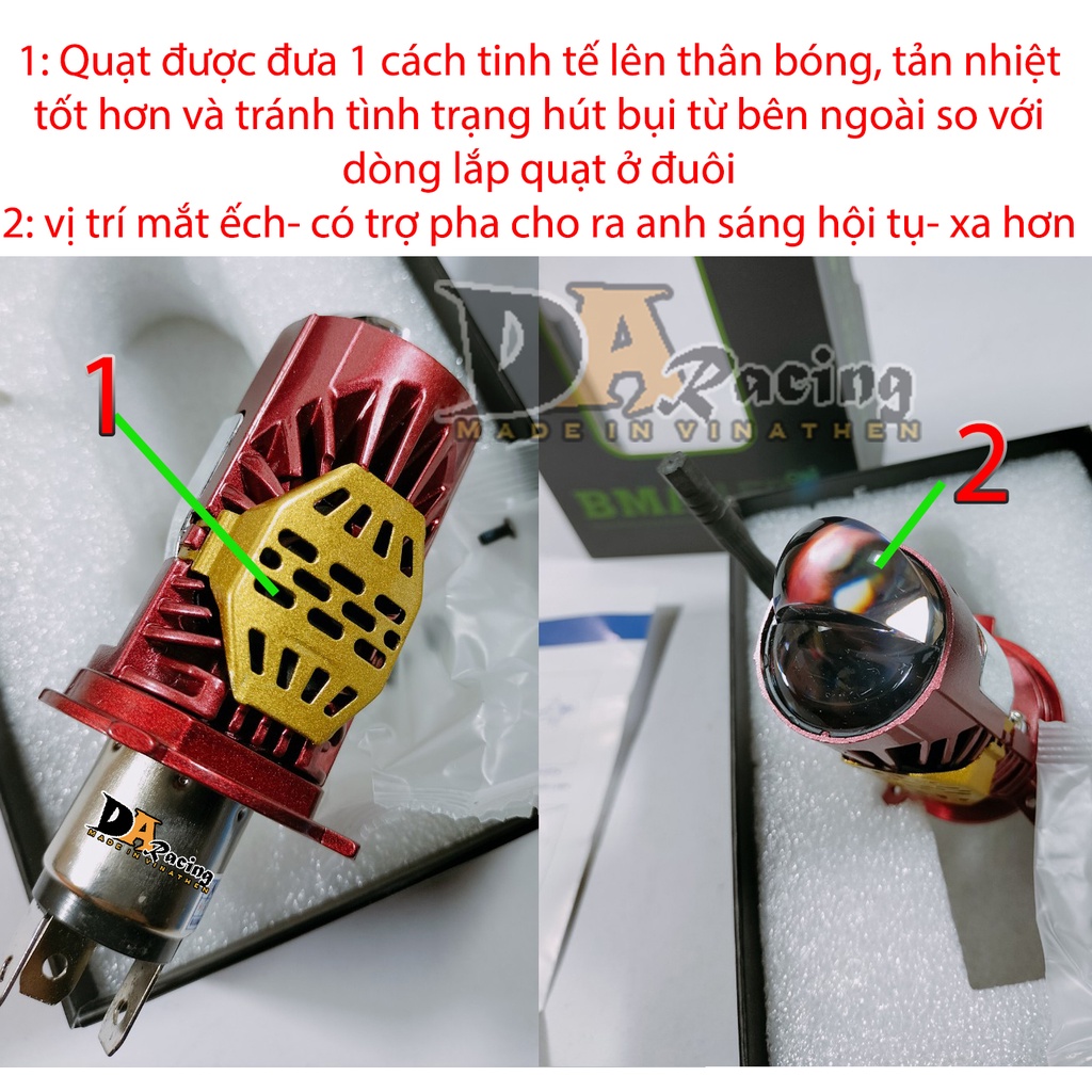 Bi led mắt ếch M01J 45W chip OSRAM 3535 hãng BMA chân H4