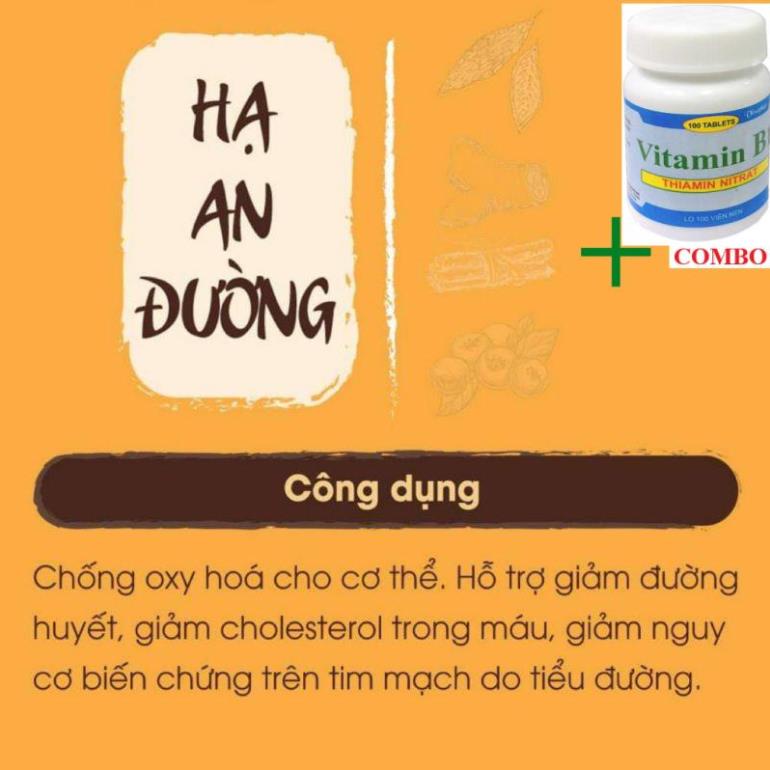 Combo Vitamin B1 chai 100 viên+ Hạ an đường hỗ trợ giảm đường huyết mỡ máu