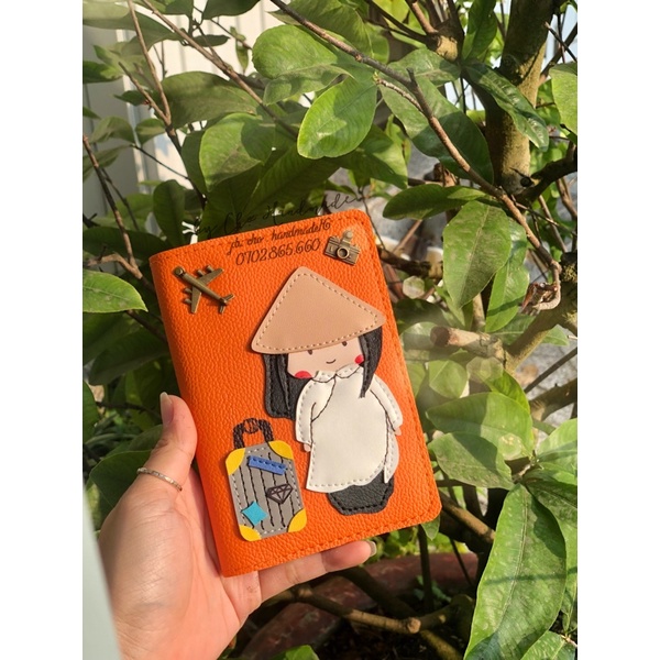 Vỏ hộ chiếu cô gái việt nam - passport cover cô gái mặc áo dài