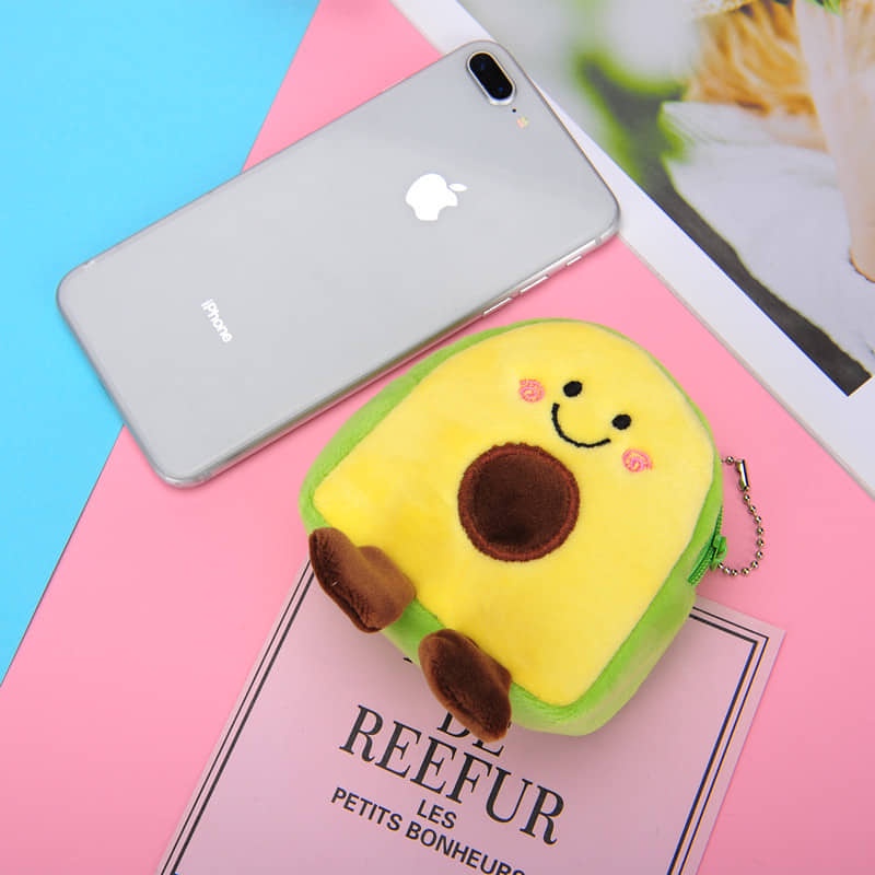 Ví mini tiện dụng TRÁI BƠ SIÊU CUTE, túi đựng tai nghe, son môi, tiền, thẻ xe hoặc làm móc khóa siêu cưng
