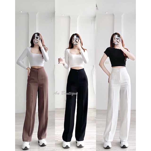 QUẦN ỐNG SỚ CẠP CAO chất ruby hàn chuẩn hàng loại 1 lên mẫu dáng ch chất vải RUBY HÀN mềm lên dáng chuẩn mẫu hàng loại 1