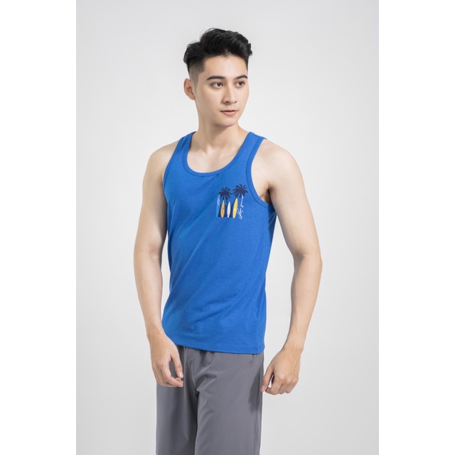 Áo ba lỗ KWIN nam tanktop tập gym 4 màu phối họa tiết biển trẻ trung thấm hút mồ hôi tốt KTT007S1