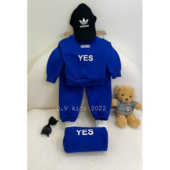 [SET BÉ TRAI] Bộ Yes/No xanh kèm túi cho bé trai (9-19kg)