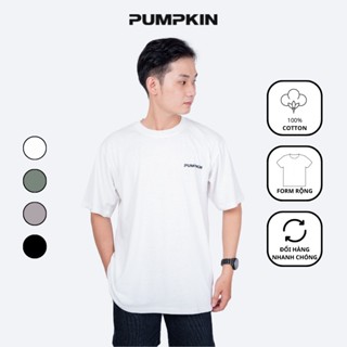 Áo thun unisex PUMPKIN form rộng tay lỡ basic oversize in logo ngực trái dành cho nam nữ phong cách Local Brand