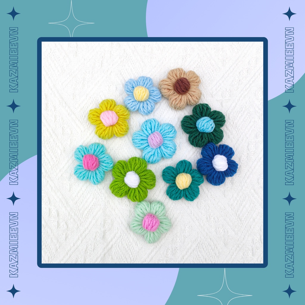 Ghim/ pin cài áo, balo hình bông hoa dễ thương handmade bằng len
