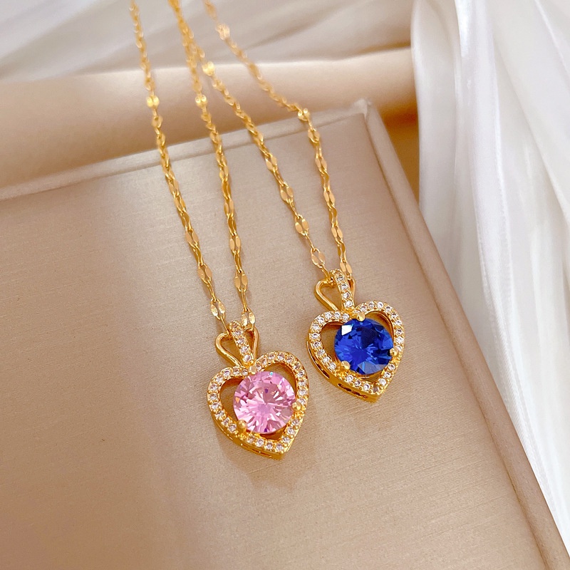 Dây Chuyền Thép Titan Nhẹ Đính Kim Cương Sang Trọng Cho Nữ