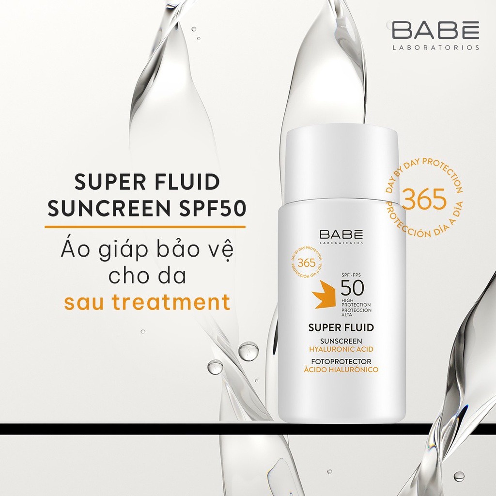 Kem chống nắng phổ rộng BABÉ Super Fluid Sunscreen SPF50 50ml (mọi loại da) - AJAS SKINLAB