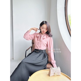 Áo sơ mi lụa bèo cổ nơ