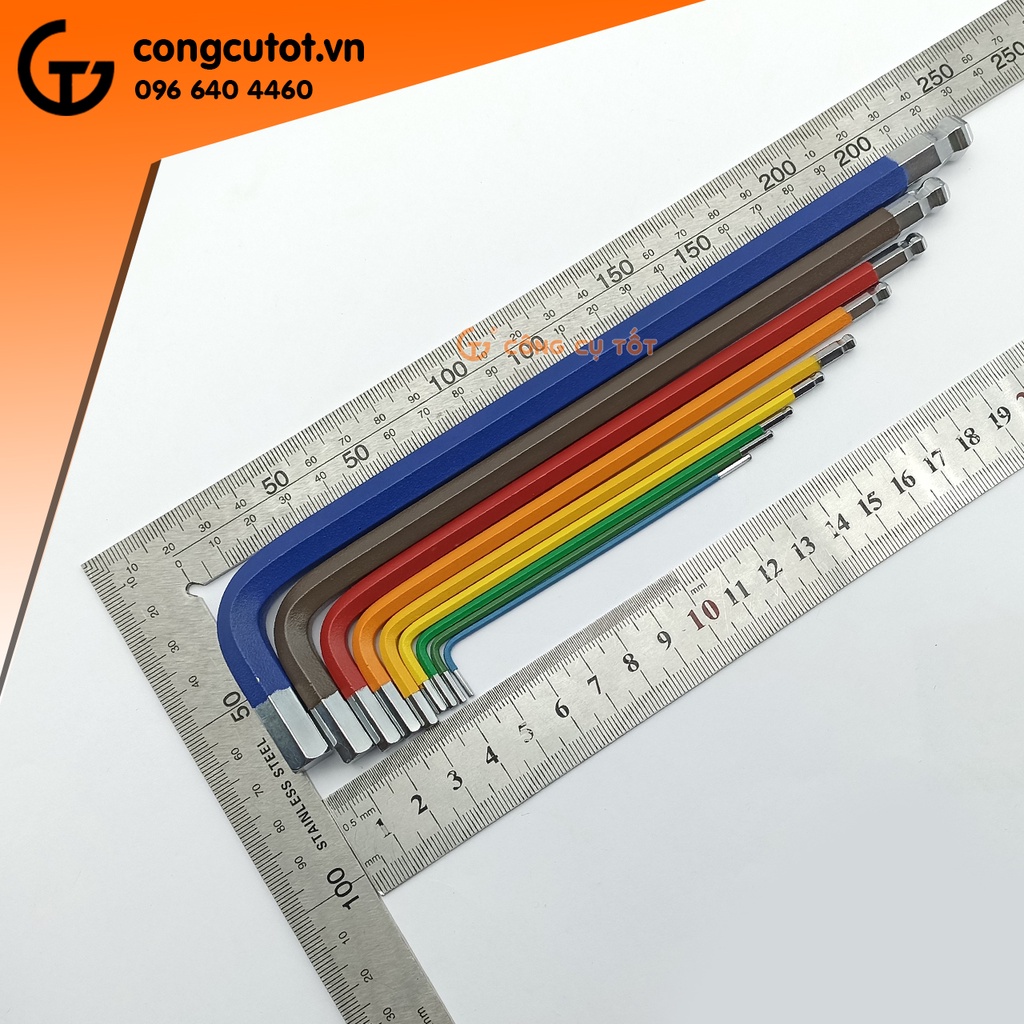 Bộ 9 cây lục giác bi đánh mã mầu 1.5-10m LS LS200112