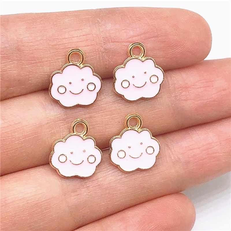 Bộ 4 Mặt Vòng cổ Hình Đám Mây Mặt Cười Tráng Men Bằng Hợp Kim Dùng Làm Trang Sức DIY