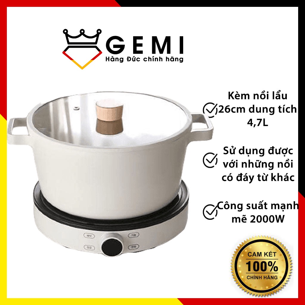 Bếp từ đơn FIKA Neofarm tặng kèm nồi lẩu 24cm, màu trắng, công suất 2000W - [HÀN QUỐC]