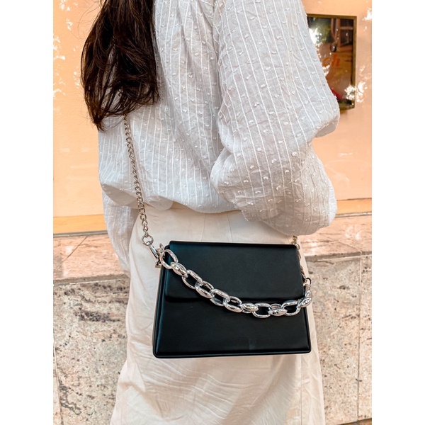 Túi xách nữ LEMONTHREE dáng vuông dây xích và dây đeo chéo phong cách trẻ trung phù hợp đi học đi làm đi chơi