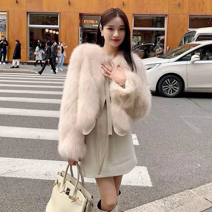 [Giao Ngay] Áo Khoác Lông Cáo Giả Ngắn Thắt Dây Phong Cách Hàn Quốc Thời Trang Thu Đông Mới Cho Nữ