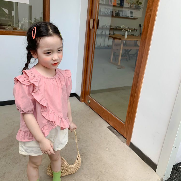 Áo Sơ Mi Tay Phồng Dễ Thương Phong Cách Hàn Quốc Phương Tây Dành Cho Bé Gái