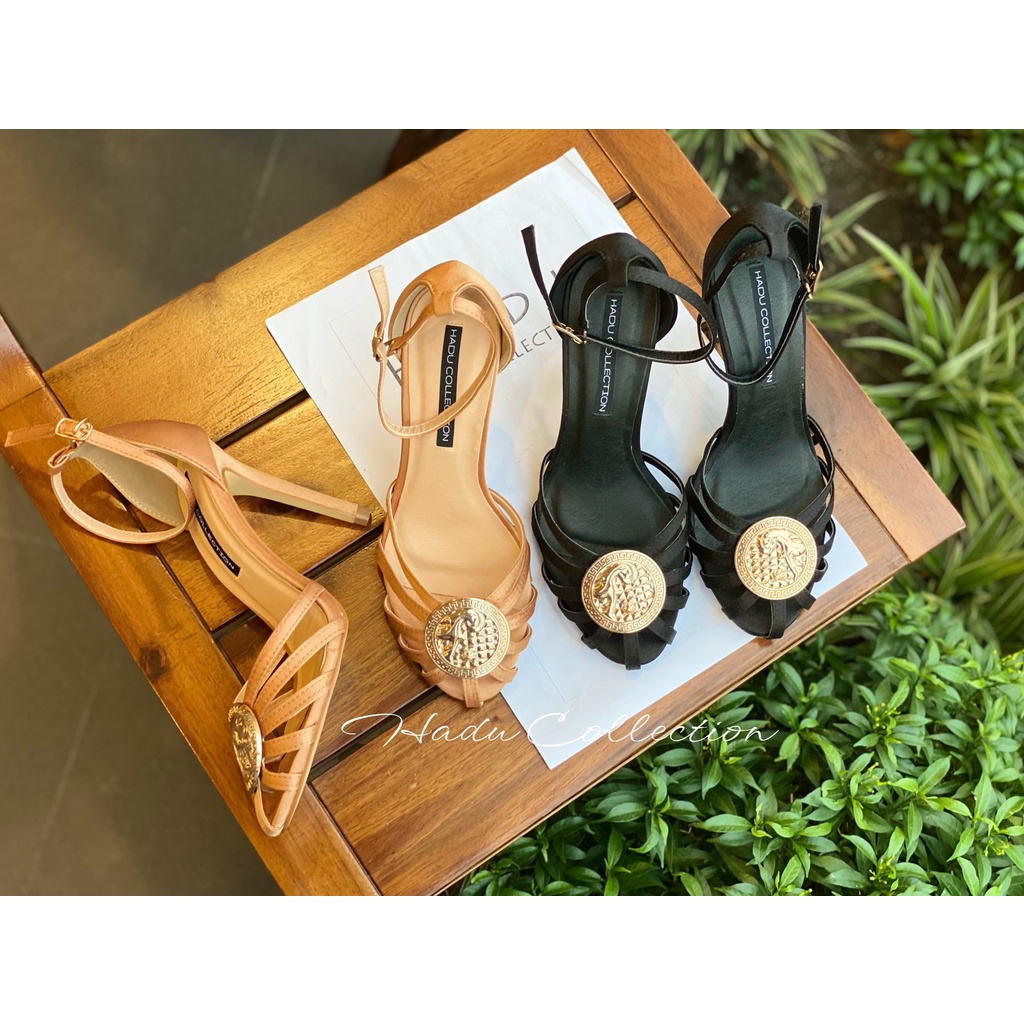 Giày cao gót 9p sandal dây rọ khóa tròn KATIFA M943 - BH 02 năm