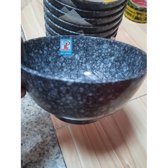 Tô tròn to nhựa Melamine vân đá đen