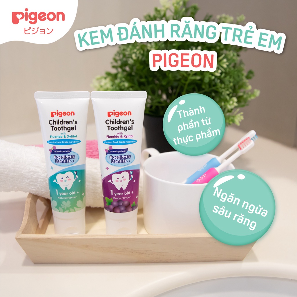 Kem đánh răng cho bé Pigeon 45g - Hương Nho/ Hương Tự nhiên