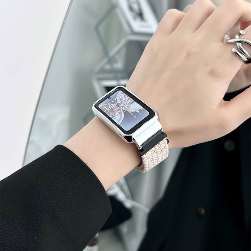 Phù Hợp Dây Đeo nylon Dệt Co Giãn Điều Chỉnh Được Kèm Khung Kim Loại Bảo Vệ Dành Cho Đồng Hồ Thông Minh Xiaomi Mi band 7 pro