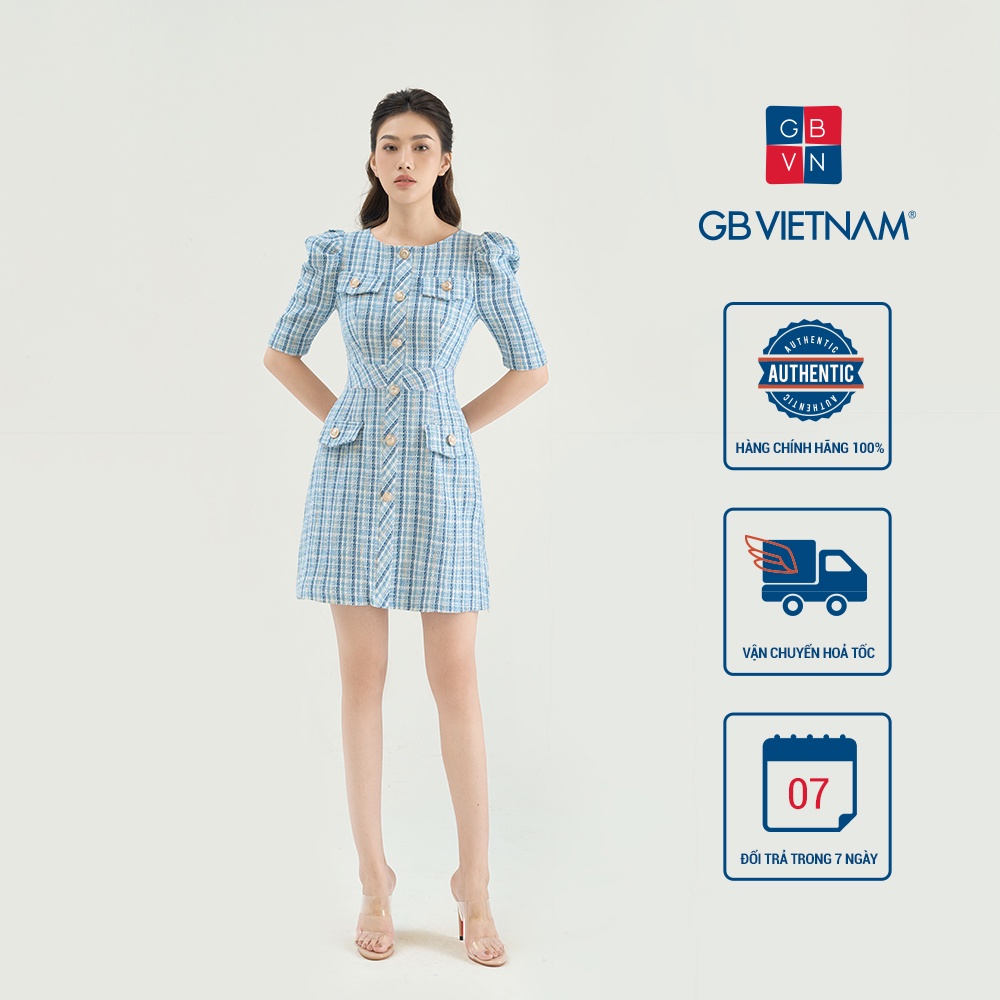 Váy dạ teewd đính cúc, GB2207, đầm công sở sang trọng lịch sự, đi tiệc, đi chơi