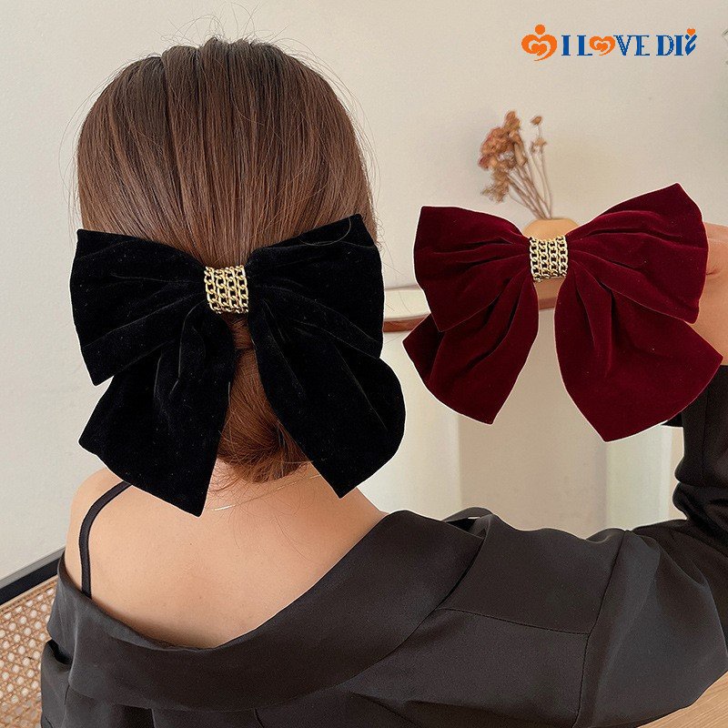 Trâm Cài Tóc Hình Nơ Lớn Bằng Nhung Phong Cách Vintage Thanh Lịch Cho Cô Dâu