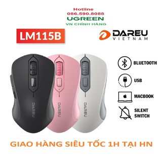 Chuột không dây bluetooth 5.0 dareu lm115b + wireless 2.4ghz - hàng chính hãng