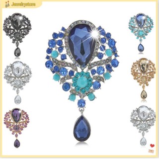 (jewelrystore) Ghim cài áo hình giọt nước có đính đá hợp thời trang