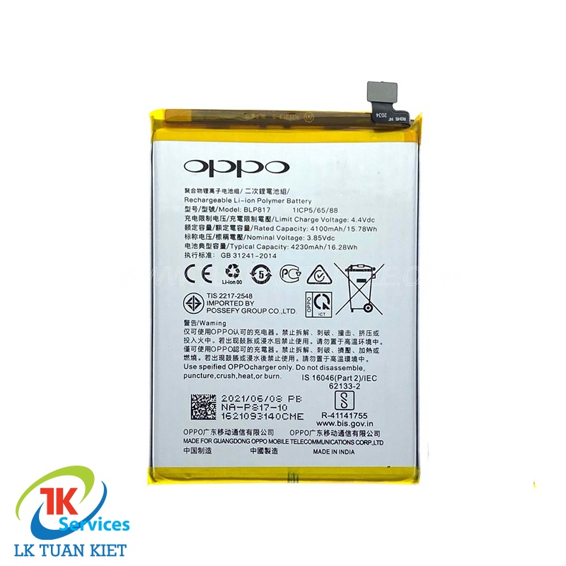 Pin Oppo BLP817 - Oppo A15 / A15s / A35 (4230mAh) Dung lượng chuẩn bảo hành 1 đổi 1