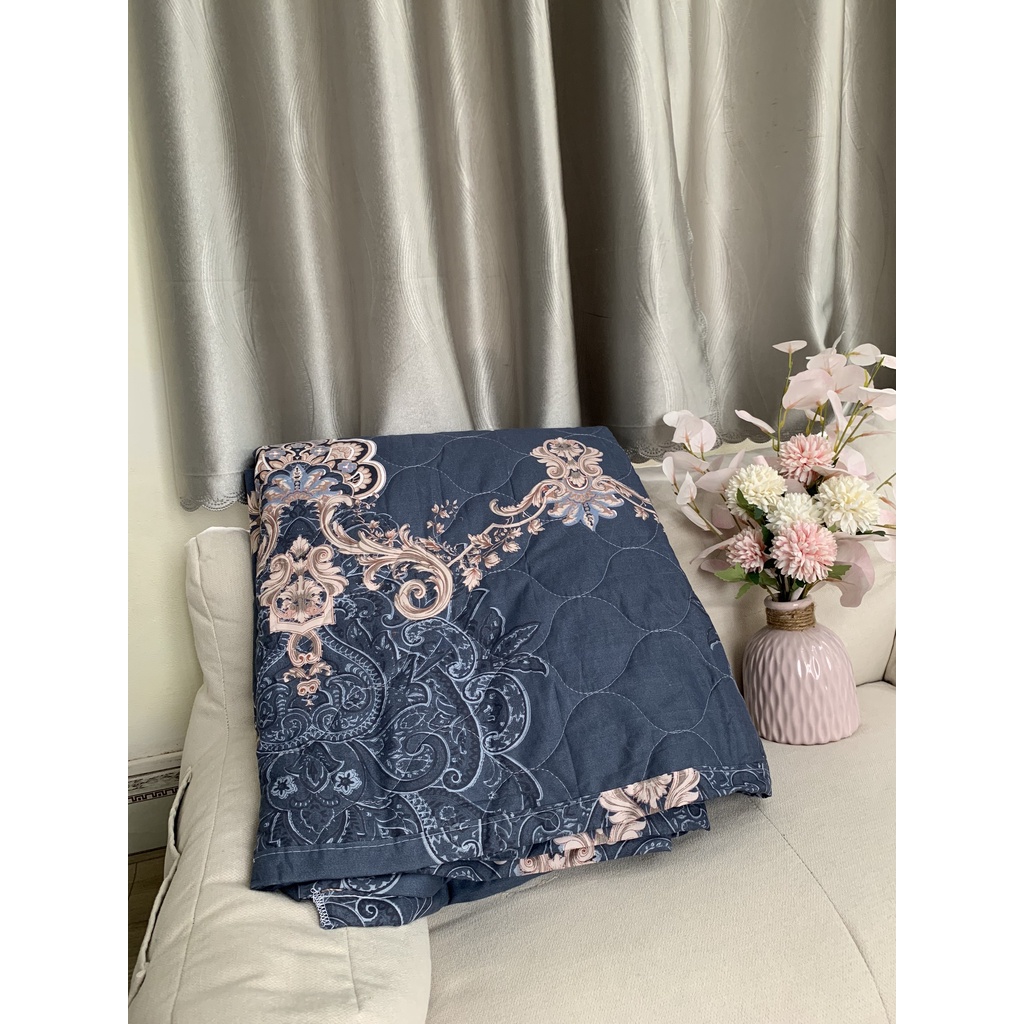 Bộ chăn ga trần bông 5 món hình Hoàng Gia Xám chất liệu Cotton Poly mềm mịn mát đủ kích thước ga giường 1m6, 1m8, 2m2