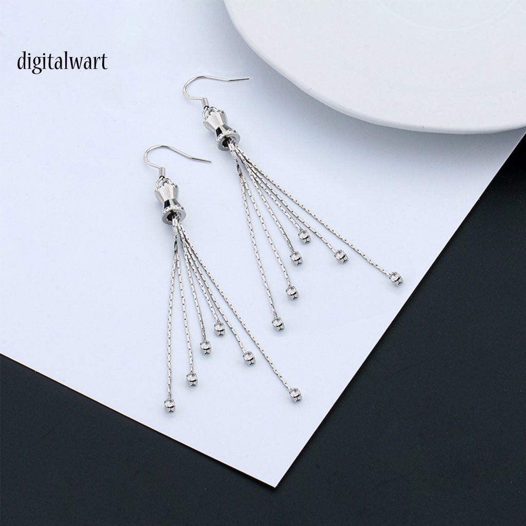 Kỹ Thuật Số| 1 Đôi Bông Tai Dáng Dài Đính Đá Zircon Độ Bóng Cao