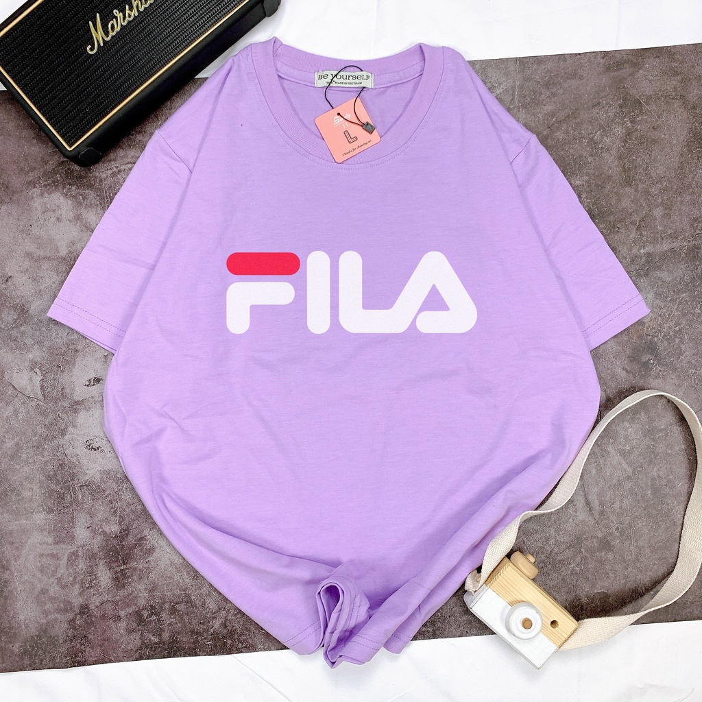 Áo thun nam nữ unisex áo phông vải cotton thoáng mát cổ tròn in chữ Fila - shop.lucas