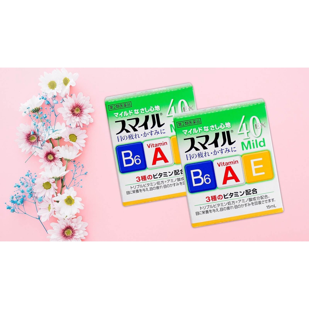 Nước nhỏ mắt SMILE siêu dưỡng 40 EX GOLD Nhật Bản 13ml. Bổ sung vitamin A, E, B6 - Mochishop