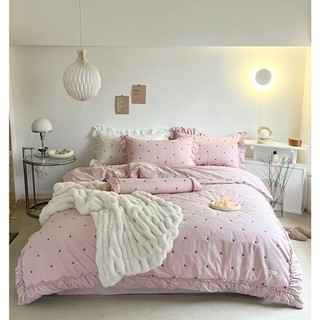 Bộ chăn ga gối cotton linen hình sao- tokyo.bedding - set 4 món